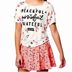 JUSTICE Girls Tshirt Top & Active Skirt Shorts Skort Matching Outfit XS 5/6